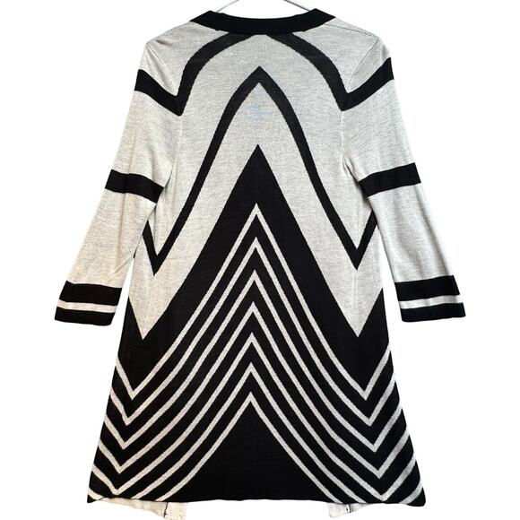 Travelers Chico's Open Front Cardigan Women S Ivory Black Geometric Chevron - Picture 4 of 7
